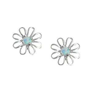  Sterling Silver Opal Stone Floral Earrings Puresplash 