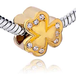 PUGSTER BEAUTIFUL THREE FLOWER GOLDEN PLATED CHARM BEAD FOR BRACELET 