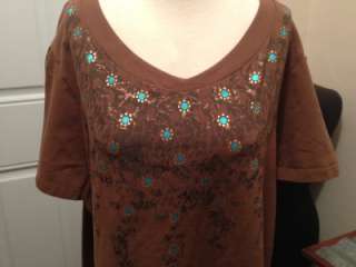   Me Plus Size Brown Short Sleeve V Neck Graphic Tee 2X 22/24W  