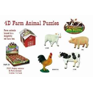  4D Farm Animal Puzzles   4 Puzzle Set Toys & Games