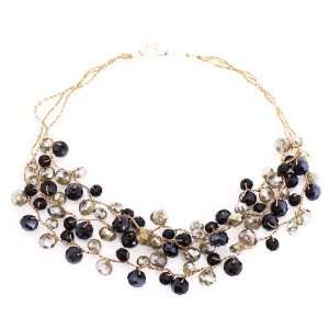   Dark Blue, And AB Grey Faceted Beads; Lobster Clasp Closure Jewelry