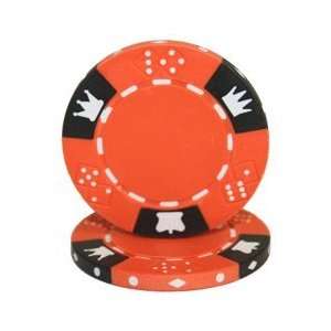  (25)Tri Color Crown & Dice Poker Chips white