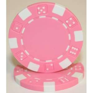  50 Pink Dice 11.5 Gram 2 Tone Poker Chips Sports 