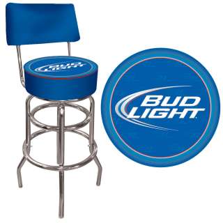   Blue Padded Game Room Pub Bar Stool with Back 844296071197  