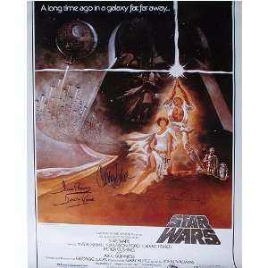  Star Wars Prowse Fisher Daniels Triple Signed Movie Poster 