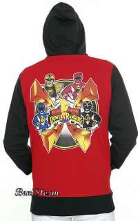 Mighty Morphin Power Rangers RED Hoodie Hoody Hooded Sweatshirt Adult 