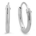 Beautiful 1/2 inch   12mm Smooth Hoops Earrings 925 Ste