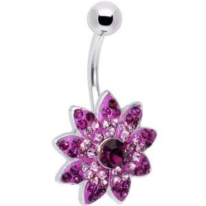  Blissful Blossom Purple Cz Belly Ring Jewelry