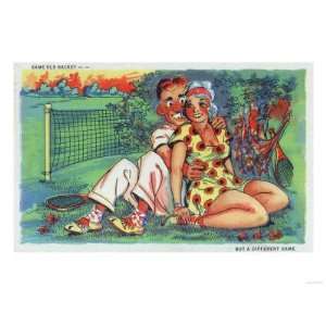 Cartoon Couple with Tennis Gear Giclee Poster Print, 24x32 