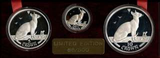 1992 Isle of Man Siamese Cat Prestige Proof Collection .999 Fine and 