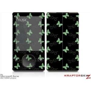 Zune 80/120GB Skin Kit   Pastel Butterflies Green on Black 