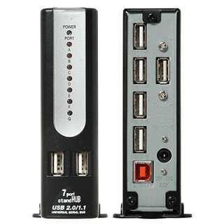Jargy 7 Port Hi Speed USB 2.0 Hub with Adapter Black HUB 247BK