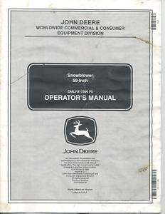 John Deere 59 Snowblower for 3120 3720 Operators Manual  