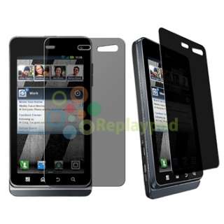 Black Hard Case+Privacy LCD Film+Car Charger+Cable For Motorola Droid 