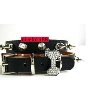 New Fashion Hot Black Dog Spiked Studded Leather Collar  