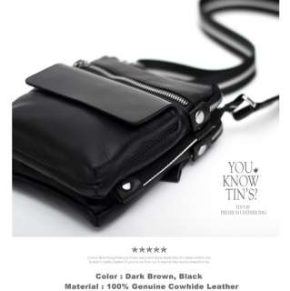 Genuine Leather Mini Messenger Cross Body Bag Wallet  