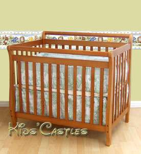 IN 1 ASPEN WOODED PECAN SLEIGH MINI BABY CRIB / TWIN SIZE BED  