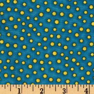  44 Wide Hip Happy Dots Blue/Citron Fabric By The Yard 