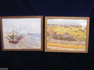 Antique/VTG Set Of 2 Water Color Pictures/Prints In Wood Frame  
