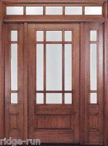 Craftsman Prairie Style 9 Lite Wood Entry Door Sidelights & 5L Transom 