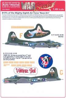 Kits World Decals 1/48 B 17F FLYING FORTRESS NOSE ART 2 Bomb Groups 