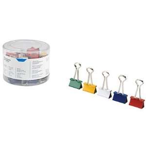 Binder Clip, Steel, Small Size, Assorted Colors, 3/8 Capacity, 36/Tub 