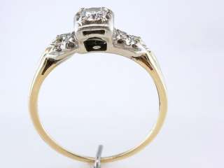 Antique Deco Genuine Diamond .45ct 14K Yellow Gold Engagement Wedding 