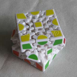 Rubiks Magic 3D Gear Cube Square IQ Test Game Puzzle Toy White Body 