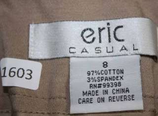 Eric Casual sz 8 Womens Beige Khaki Pants Dress Casual Flare Stretch 