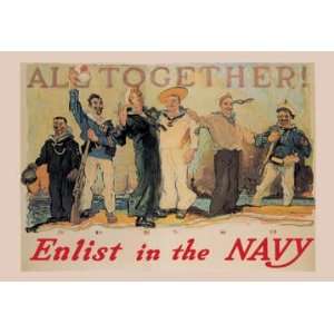  All Together Enlist in the Navy 12x18 Giclee on canvas 