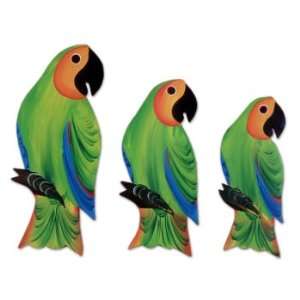  Wood wall adornments,  Parrots (set of 3)