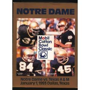  1993 Notre Dame Vs Texas A&m Cotton Bowl Program   Sports 