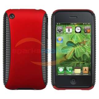   BLACK TPU SOFT CASE Red Hard COVER+Privacy Guard For iPhone 3G 3GS 3th