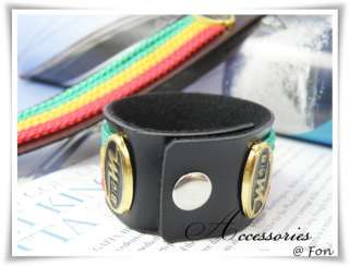 Rasta Bracelet Wristband Cuff Leatherette 3.3x20.8cm  