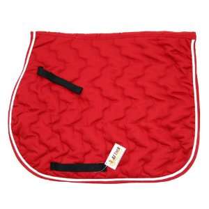   Large Wave Quilted Cotton English Saddle Pad Red