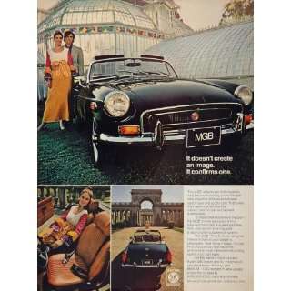  1972 Ad MGB British Leyland Convertible Sports Car Couple 