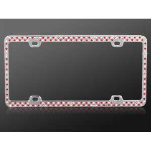  License Plate Frame Chrome Coating Metal with Double Row White 