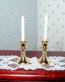Dollhouse Miniature Furniture ~ Pair of Brass Candlesticks ~  