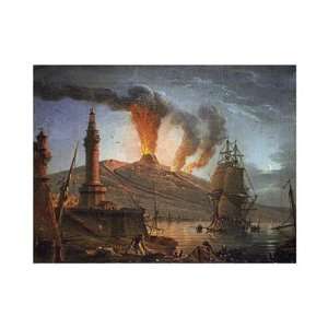  Eruption of Vesuvius at Night by Charles francois Grenier 