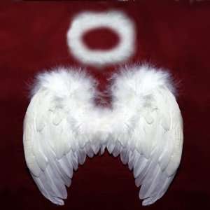 Small White Feather Angel Wings & Free Halo for 0 6mo Newborn Baby As 
