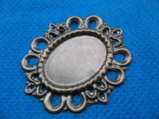 20 Filigree Lacey Oval cameo setting frame Bronz color  