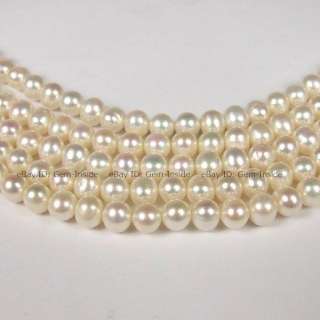 8mm round white freshwater pearl beads strand 15  