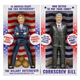   Clinton Nutcracker Corkscrew Set Wine Nut Opener Novelty Political