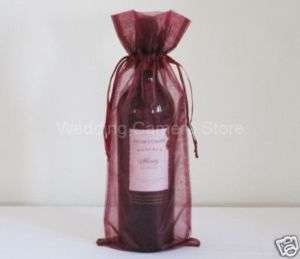12 burgundy Organza Bags  Bottle/Wine bags gift, 6x14  