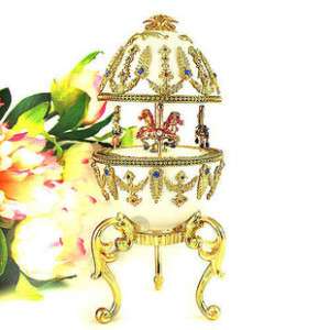 Carousel Decorated Egg,Wind Up Music Box,Wedding,EGG006  