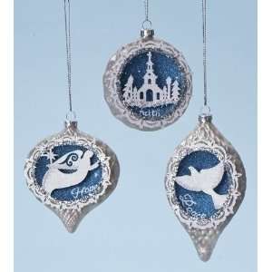  Pack of 6 O Holy Night Silver Glass Layered Christmas 