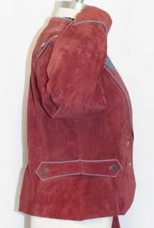 RED LEATHER German Western Short Fitted JACKET 40 4 XS  