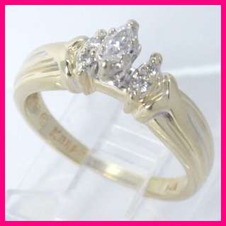 Ladies 14k Yellow Gold Marquis Diamond Wedding Ring .23 carat