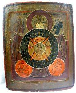 RARE 19c RUSSIAN ORTHODOX ICON ALL SEEING EYE OF GOD  