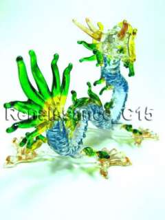 Figurine Animal Hand Blown Glass Blue Dragon   Glass Animal   Glass 